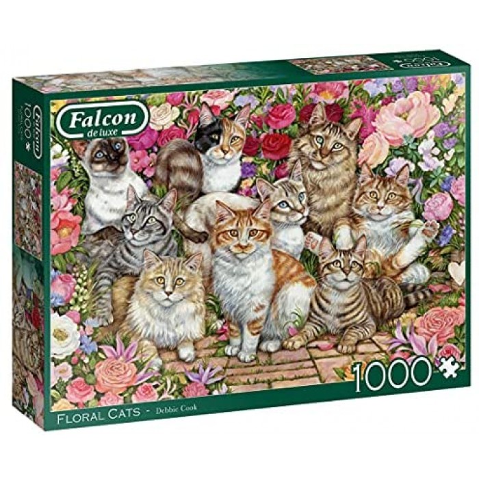 Casse-tête : Floral Cats (D. Cook) - 1000 pcs - Falcon