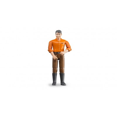 Bruder: Homme avec pantalon brun et chemise orange