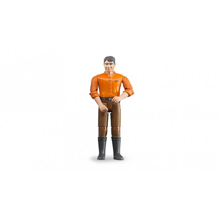 Bruder: Homme avec pantalon brun et chemise orange