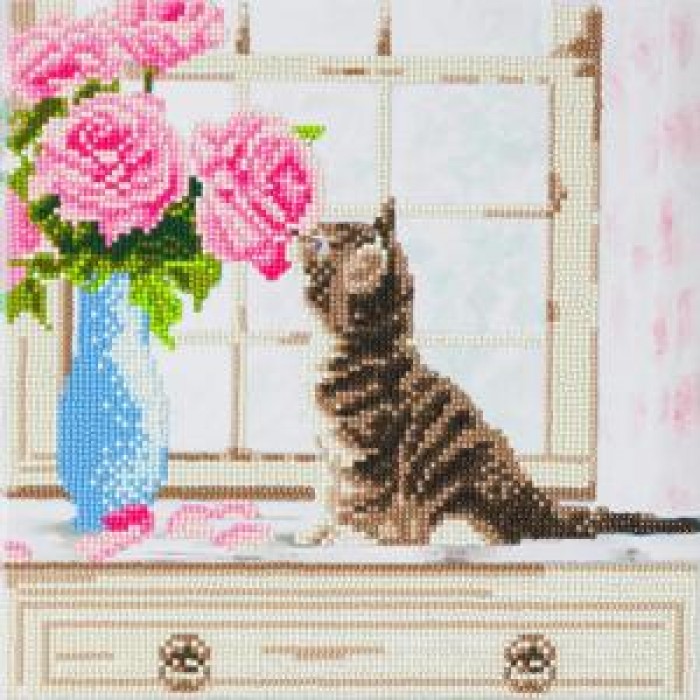 Peinture de diamants : Cat & Flowers - Craft Buddy