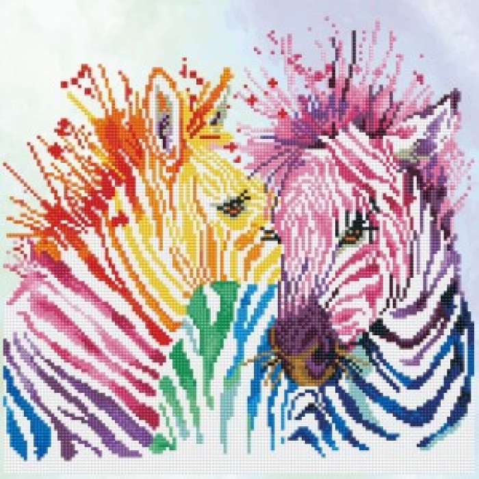 Peinture de diamants : Rainbow Zebras   - Diamond Dotz 