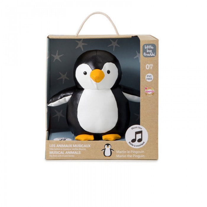 Martin le pingouin est une magifique peluche musicale en cuir qui deviendra un merveilleux compagnon pour les enfants à partir de la naissance  - Franc Jeu Repentigny