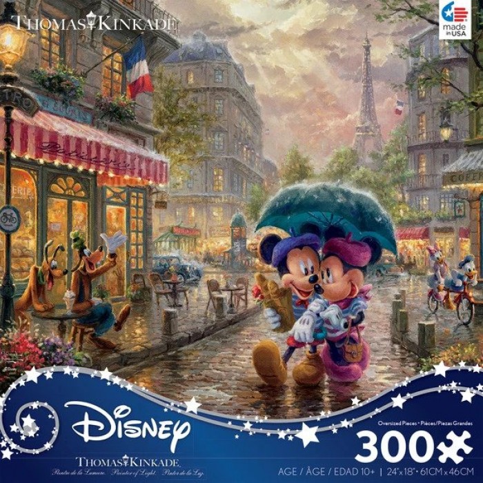 Casse-tête larges pièces:  Disney : Mickey et Minnie à Paris (Thomas Kinkade) -  300 XXL pcs  - Ceaco