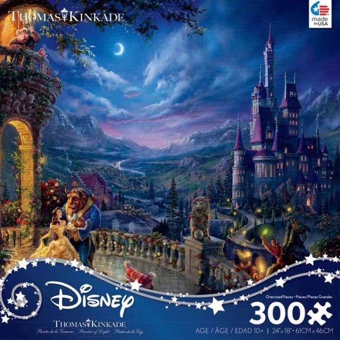 Casse-tête larges pièces:  Disney : La Belle et la Bête au clair de lune (Thomas Kinkade) -  300 XXL pcs  - Ceaco