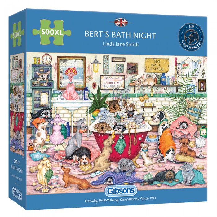 Casse-tête à 500 larges pièces Gibsons : Bert's Bath Night par Linda Jane Smith pour les amateurs de puzzles! - Franc Jeu Repentigny