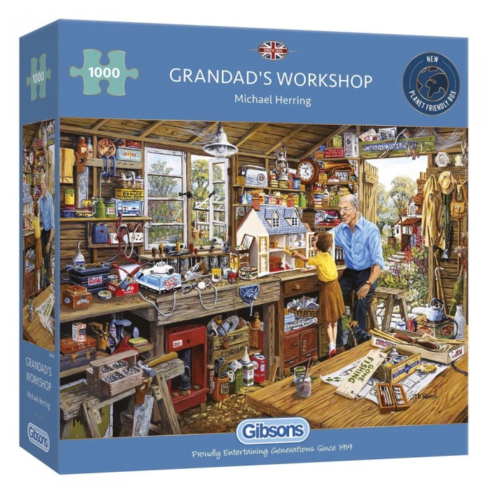 Casse-tête 1000 pièces Gibsons : Grandad's Workshop (M. Herring) pour les fans de puzzles!