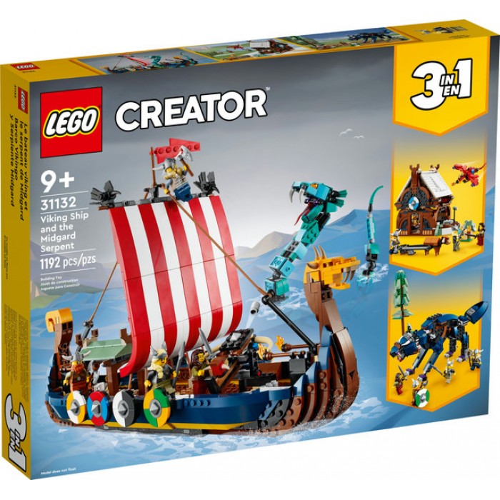 LEGO Creator: Le bateau viking et le serpent de Midgard 3-en-1 - 1192 pcs