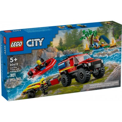 LEGO City : Le camion de pompiers 4x4 avec bateau de sauvetage - 301 pcs