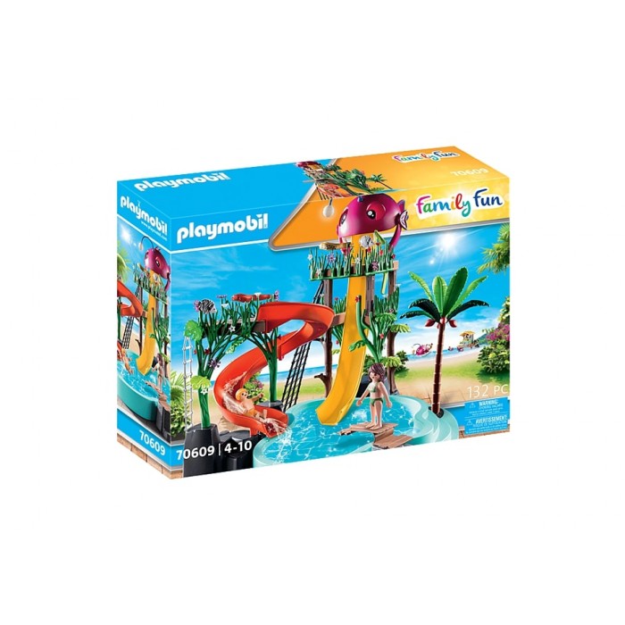 Parc aquatique avec toboggans est un jouet Playmobil de la collection Family Fun pour les enfants de 4 ans et plus - Franc Jeu Repentigny