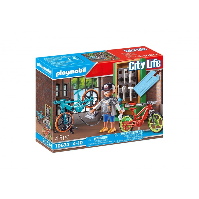Set cadeau Atelier réparation de vélos est un jouet Playmobil de la collection City Life pour les enfants de 4 ans et plus - Franc Jeu Repentigny