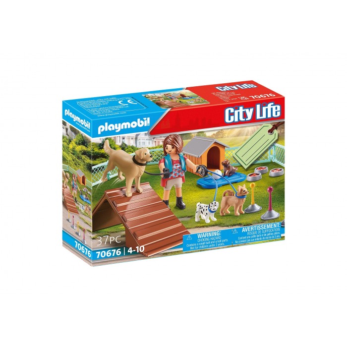 Set cadeau Educatrice et chiens est un jouet Playmobil de la collection City Life pour les enfants de 4 ans et plus - Franc Jeu Repentigny