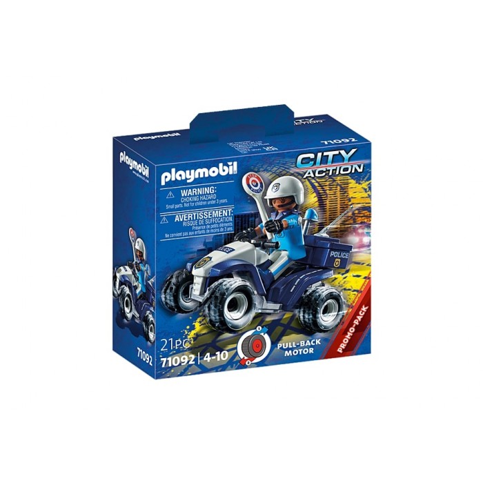 Policier et Speed Qua est un jouet rétro-friction de Playmobil de la collection City Action pour les enfants de 4 ans et plus - Franc Jeu Repentigny