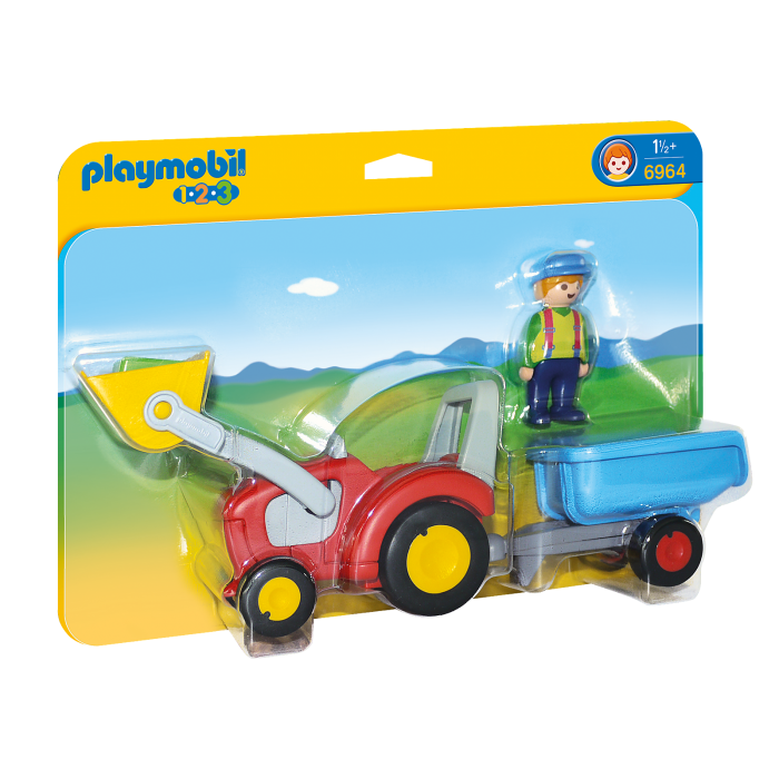 Playmobil : Fermier avec tracteur et remorque