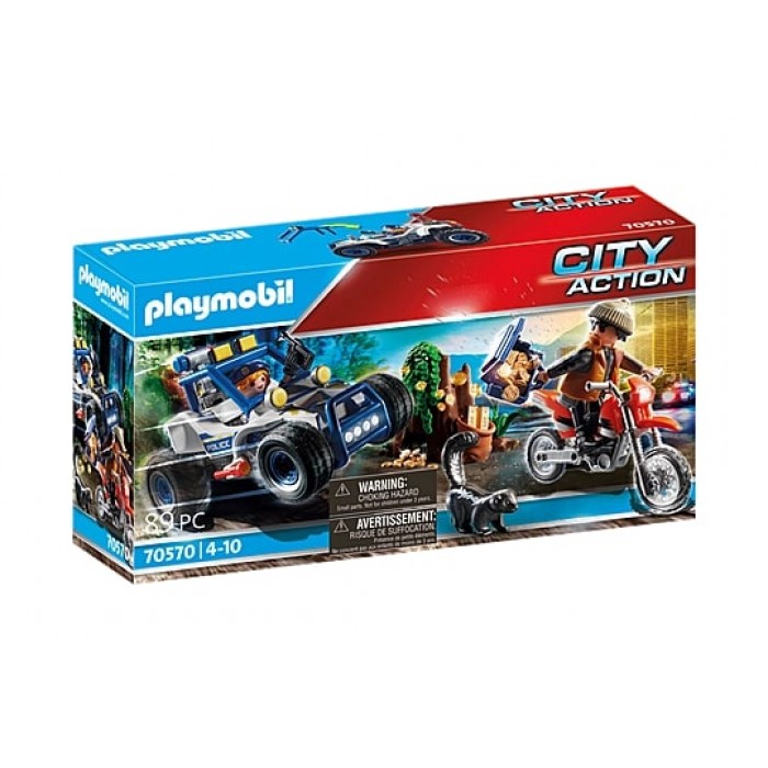 Playmobil City Action : Policier avec voiturette et voleur à moto