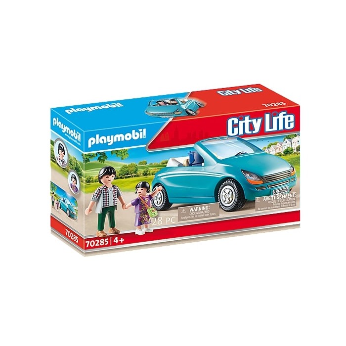 Playmobil : Papa avec enfant et voiture cabriolet