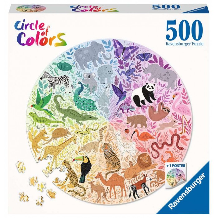 Casse-tête : Circle of colors: Animaux - 500 pcs - Ravensburger