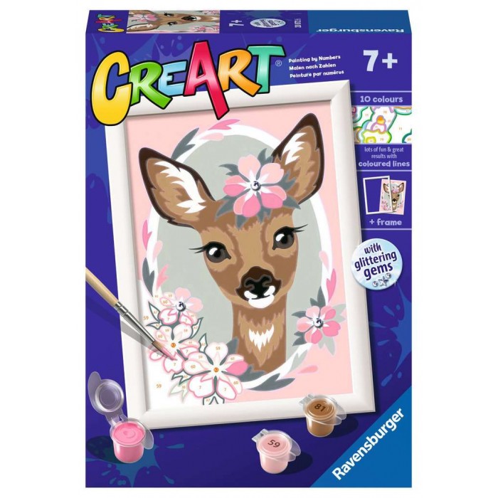 Peinture à numéros CreArt pour enfant : Delightful Deer (18 x 13 cm)