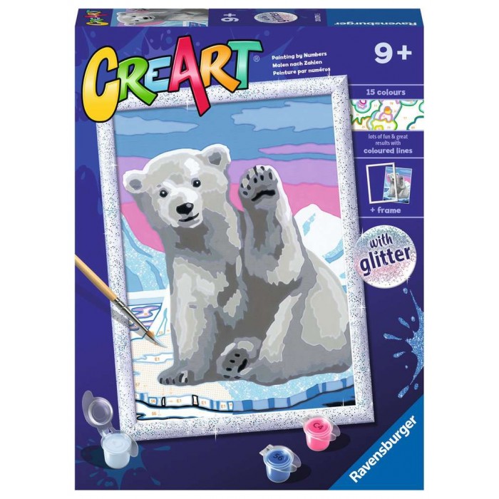 Peinture à numéros CreArt pour enfant : Pawsome Polar Bear (24 x 18 cm)