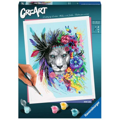 Peinture par numéros CreArt : Boho Lion (24 x 30 cm)
