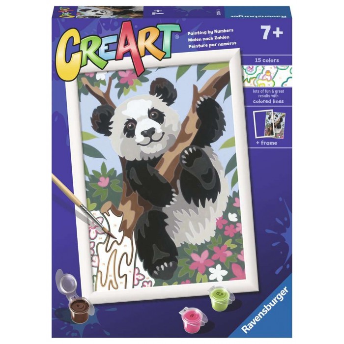 Peinture par numéros CreArt pour enfants : Playful Panda (18 x 24 cm)