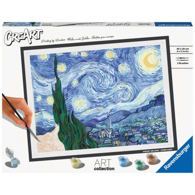 Peinture par numéros CreArt : Vincent Van Gogh - Starry Night (40 x 30 cm)