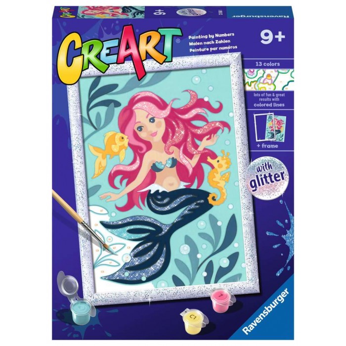 Peinture par numéros CreArt pour enfants : Enchanting Mermaid (18 x 24 cm)