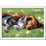 Peinture par numéros CreArt pour enfants : Sleeping Cats and Dogs (18 x 13 cm)