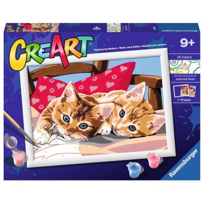 Peinture par numéros CreArt pour enfants : Two Cuddly Cats (24 x 18 cm)