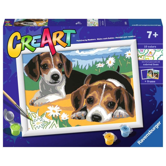 Peinture à numéros CreArt pour enfant : Jack Russel Puppies (24 x 18 cm)