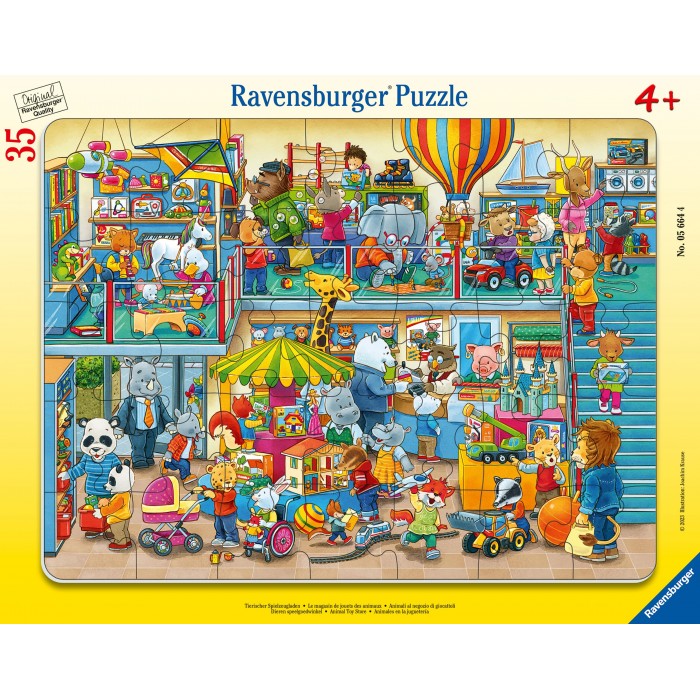 Casse-tête avec cadre : Le magasin de jouets des animaux - 35 pcs - Ravensburger