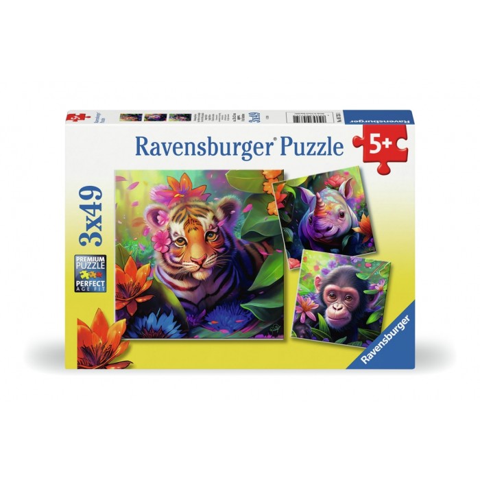 Casse-tête : Les bébés de la jungle - 3x49 pcs - Ravensburger
