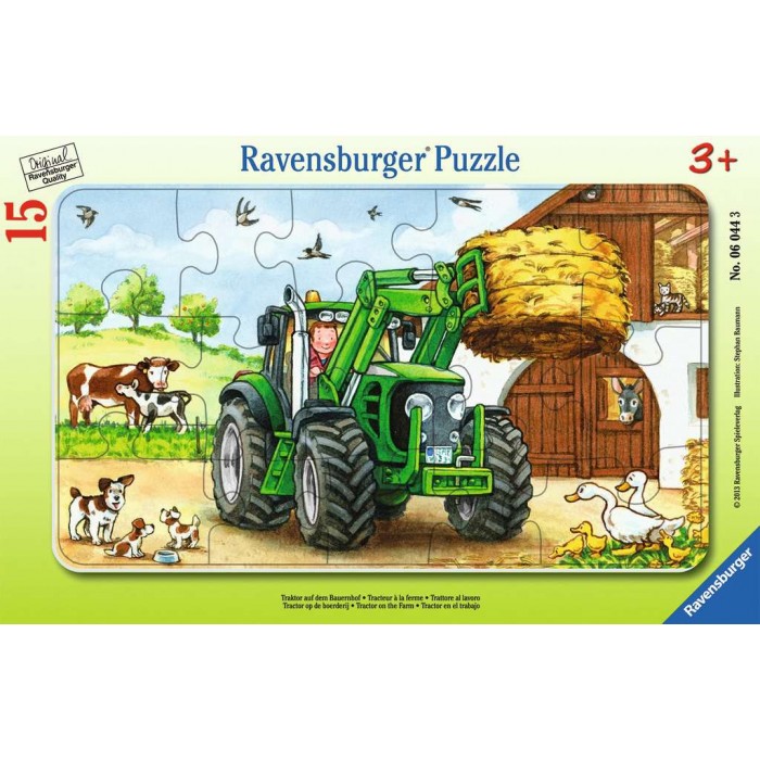 Casse-tête avec cadre : Tracteur à la ferme - 15 pcs - Ravensburger