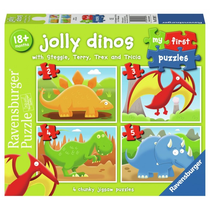 Casse-tête progressif :  Mes premiers puzzles - Jolly dinos - 2, 3, 4 et 5 pcs - Ravensburger