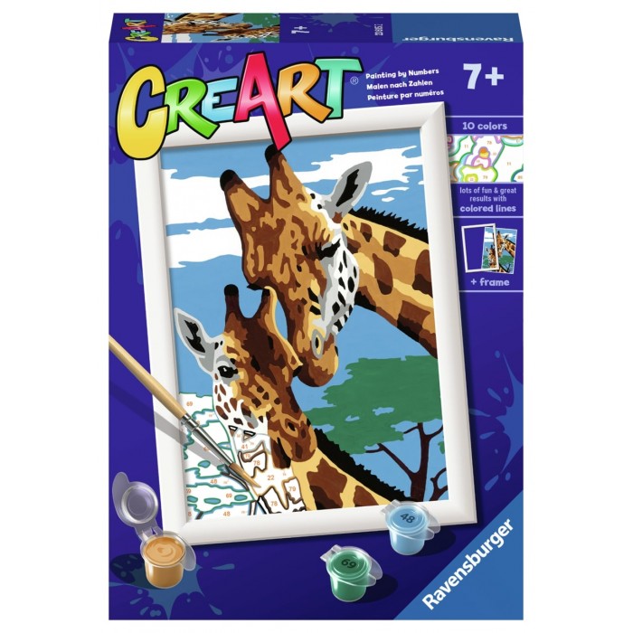 Peinture à numéros CreArt pour enfant : Cute Giraffes (18 x 13 cm)