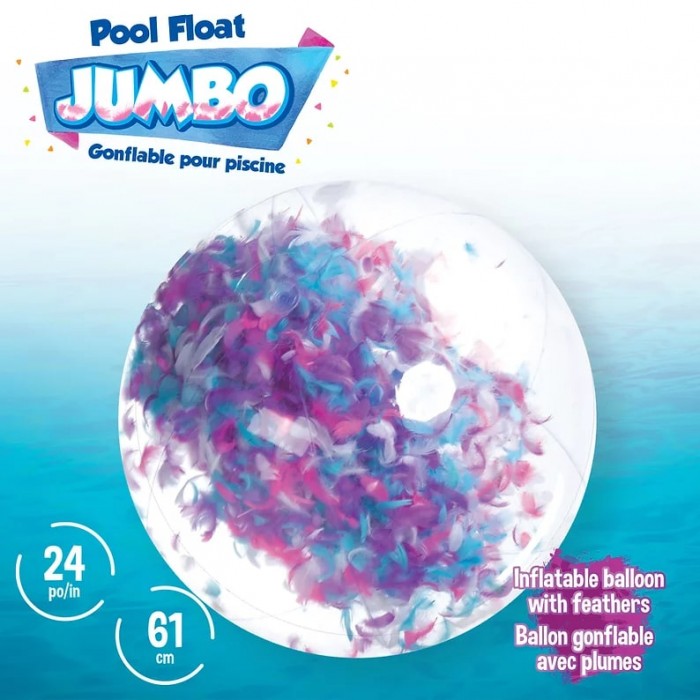 Ballon gonflable Jumbo avec plumes est un jouet gonflable de la compagnie Ricochet pour 5 ans et plus  - Franc Jeu Repentigny